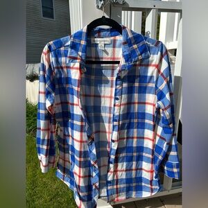New York Laundry Multicolor Plaid Shirt Women’s M 3/4 sleeves